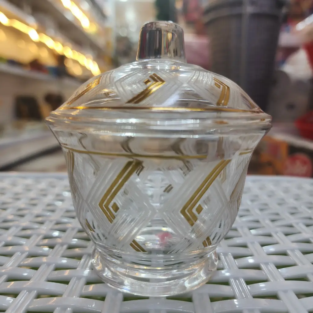 SUCRIER EN VERRE DORE
