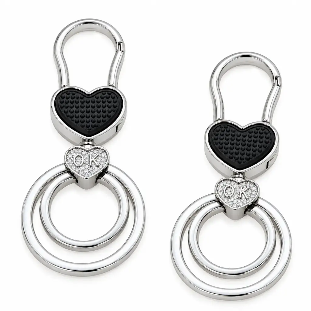 ميدالية مفاتيح على شكل قلب كروم