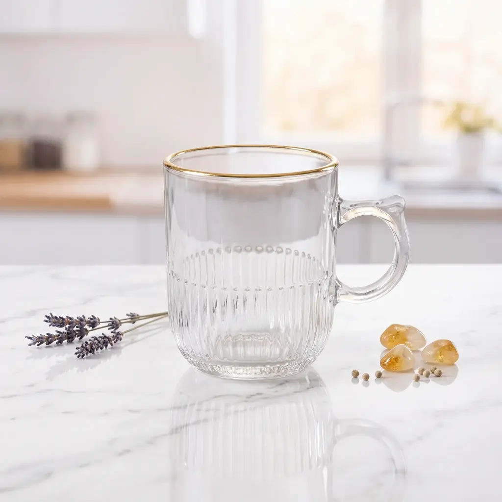 CHOPE EN VERRE DORE 250ML-6PCS DELI GLASS
