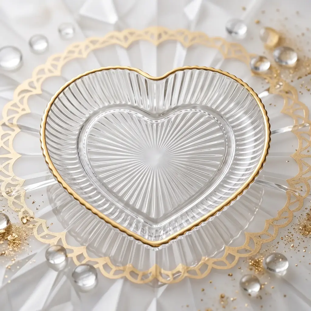 [BYS/25057] SOUCOUPE EN VERRE COEUR DOREE