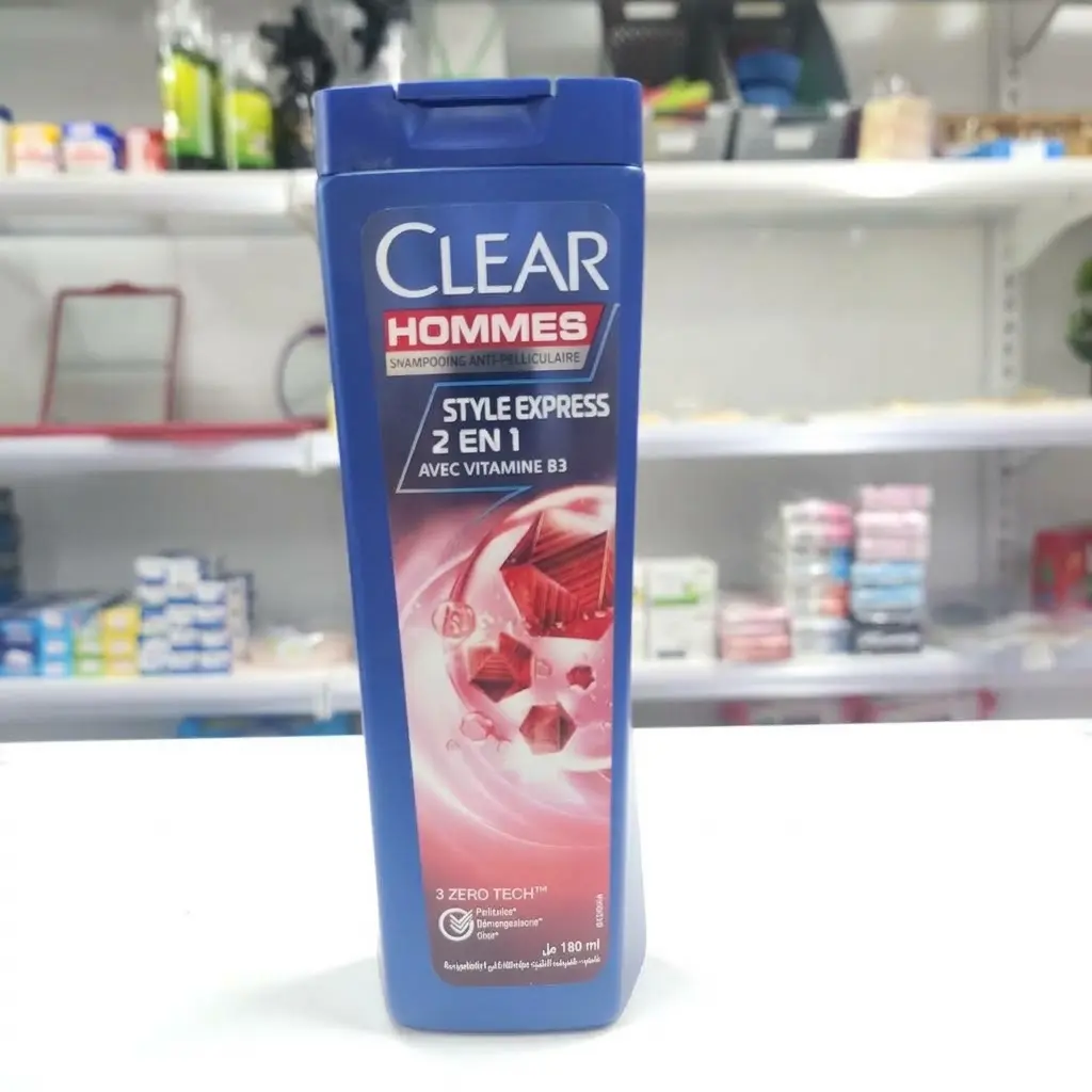 SHAMPOING CLEAR HOMME STYLE EXPRESS AVEC VIT B2 180ML  